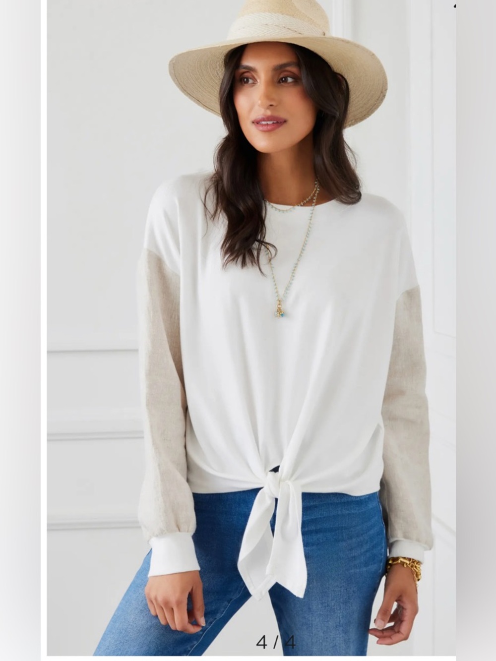 Karen Kane | New hemp/organic cotton contrast sleeve knit top Women’s size M